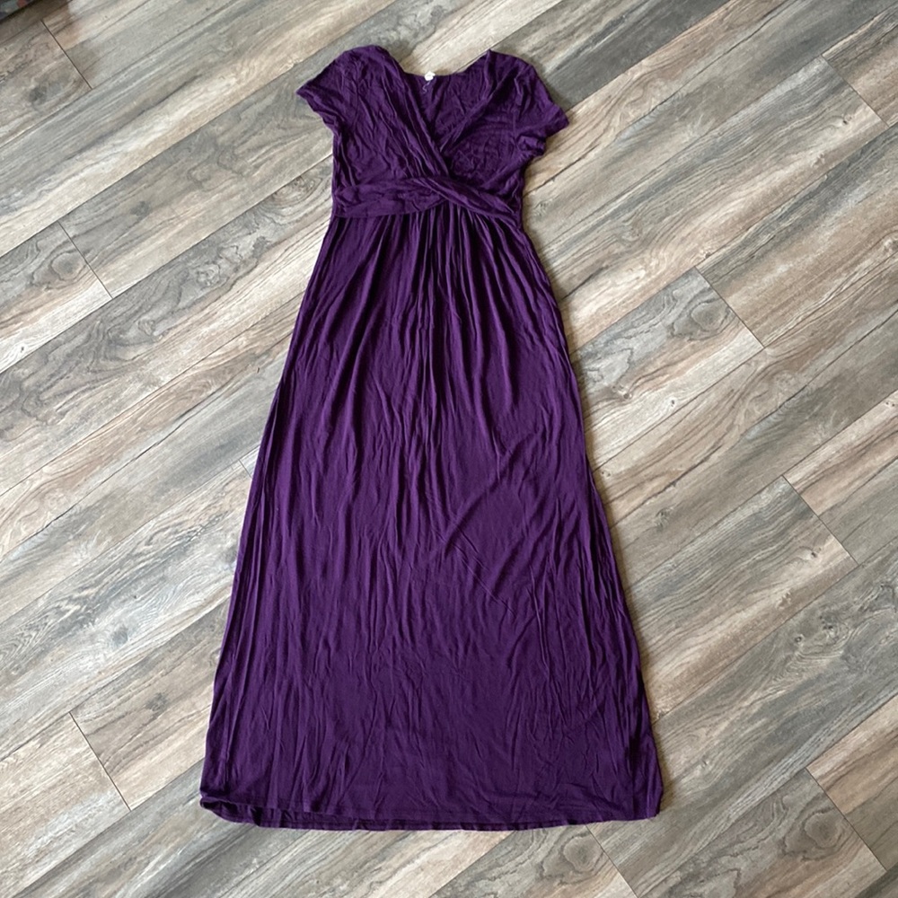 PinkBlush Purple Draped Maternity/Nursing Maxi Dress